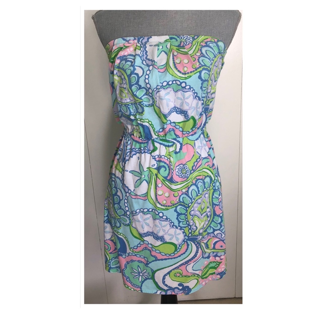 💖HP💖 Lilly Pulitzer Dress Windsor Print Strapless Size XS - Picture 2 of 5